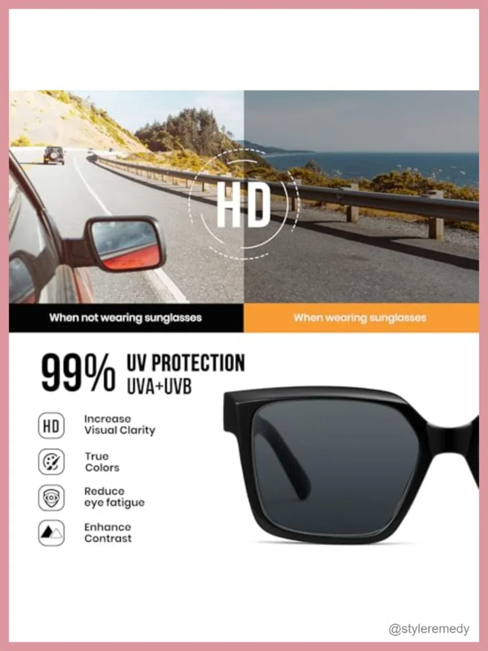 Square Oversized Chunky Frame Streetwear Sunglasses with Headband Function